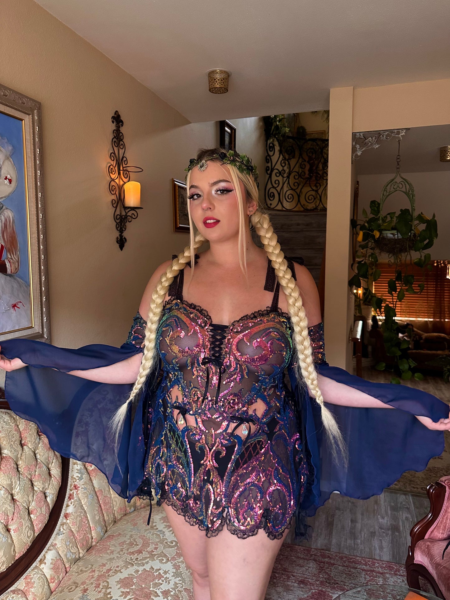 VIOLETS ARE BLUE FULL SET - BLUE or BURGUNDY SLEEVES - MADE2ORDER