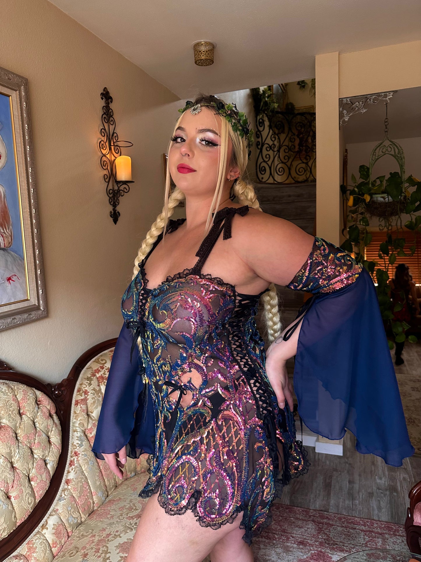 VIOLETS ARE BLUE FULL SET - BLUE or BURGUNDY SLEEVES - MADE2ORDER