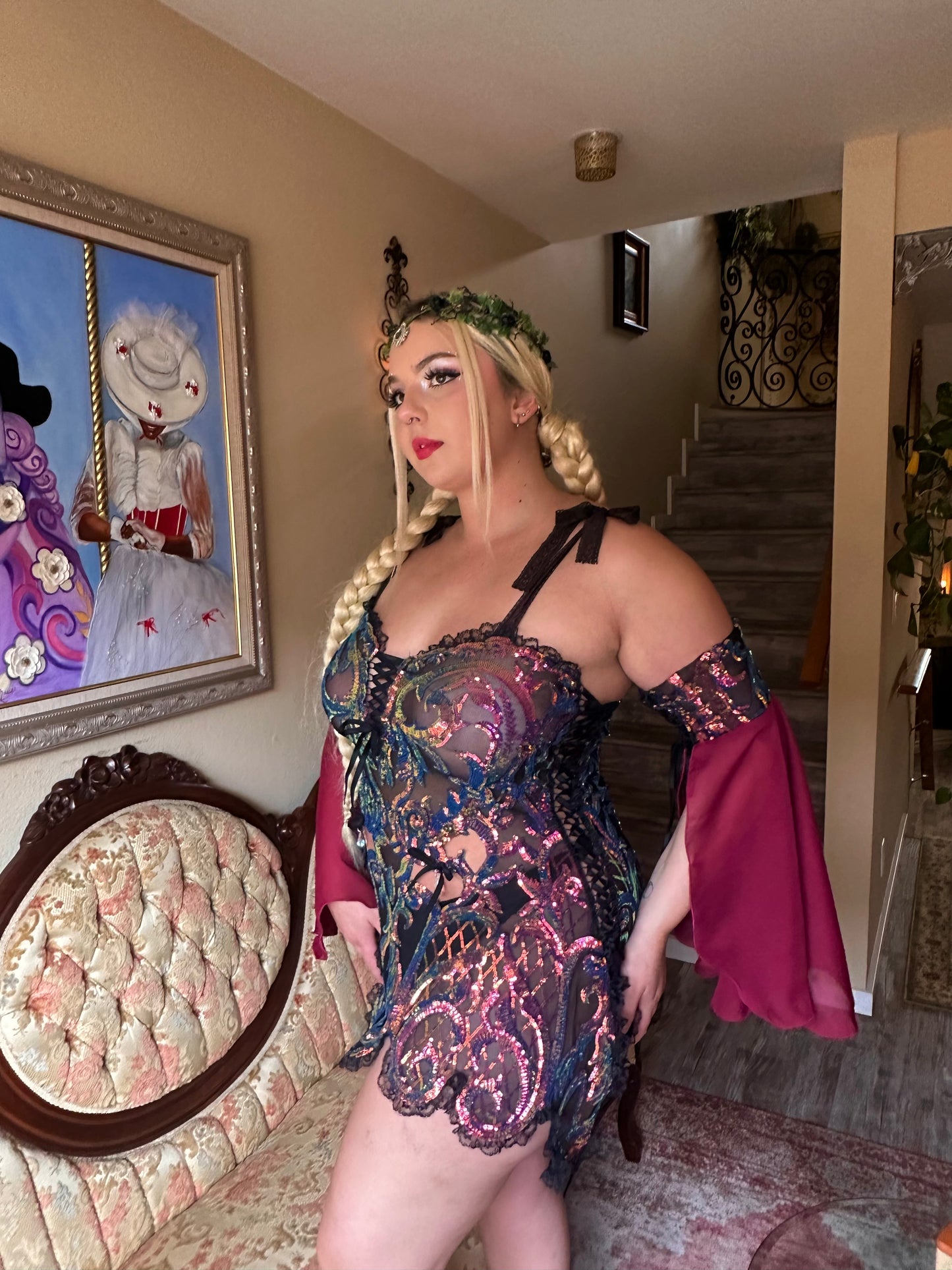 VIOLETS ARE BLUE FULL SET - BLUE or BURGUNDY SLEEVES - MADE2ORDER