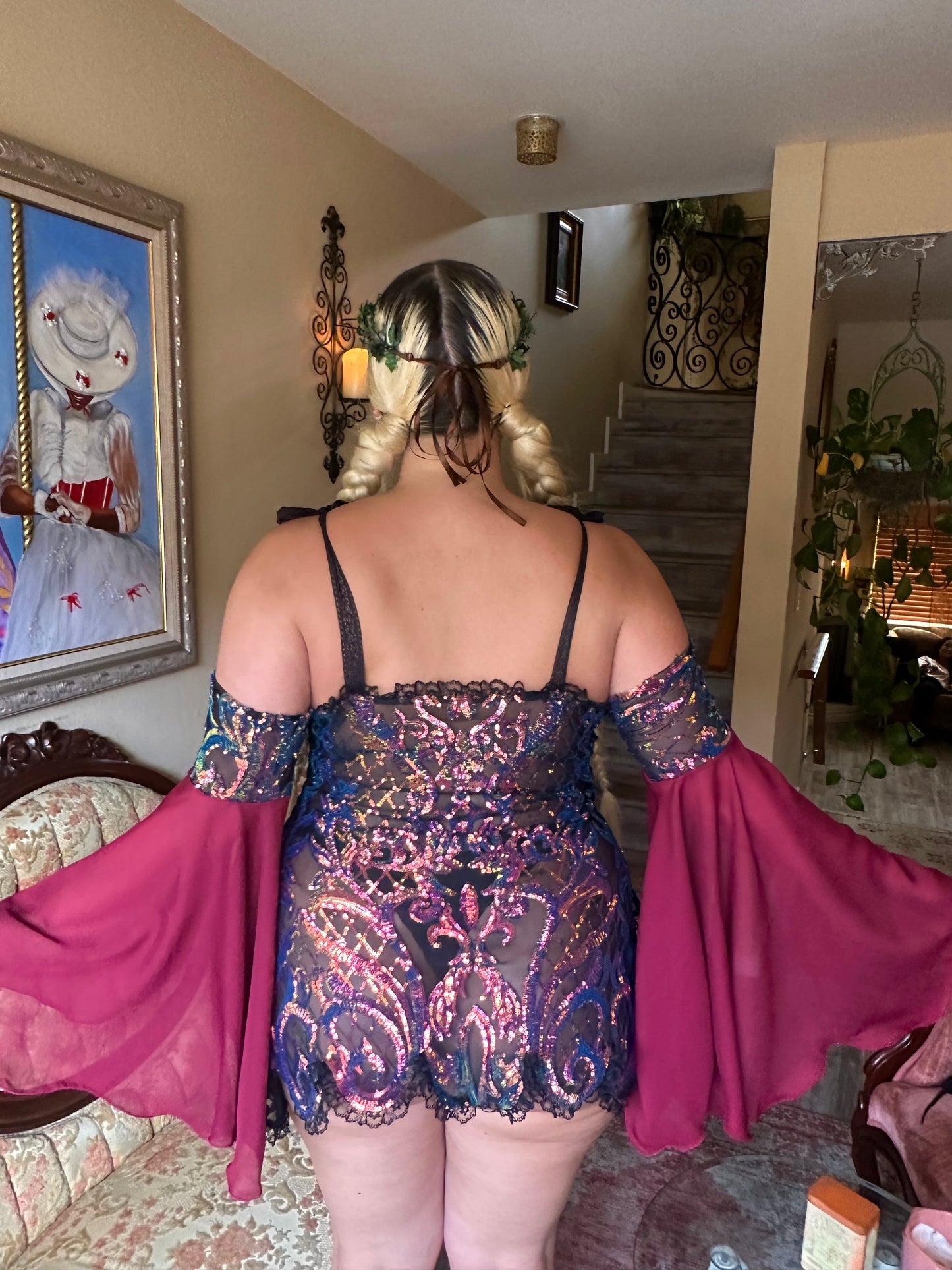 VIOLETS ARE BLUE FULL SET - BLUE or BURGUNDY SLEEVES - MADE2ORDER